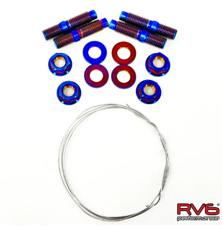 M10X1.25 TITANIUM STUD SET (4) WITH SAFETY WIRE