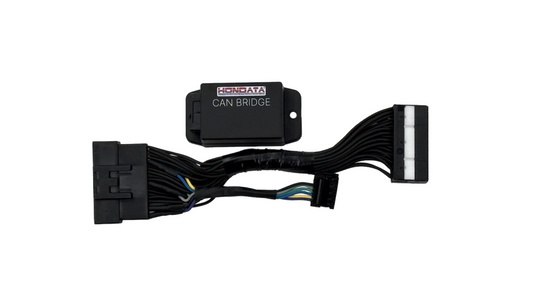 Close-up of Hondata CAN Bridge module for 2025 Honda Civic Si ECU tuning with FlashPro