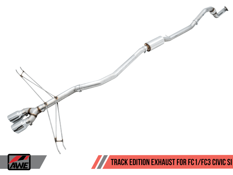 Escape AWE Tuning para Honda Civic Si Track Edition 2016+ con tubo delantero y triples puntas cromadas plateadas