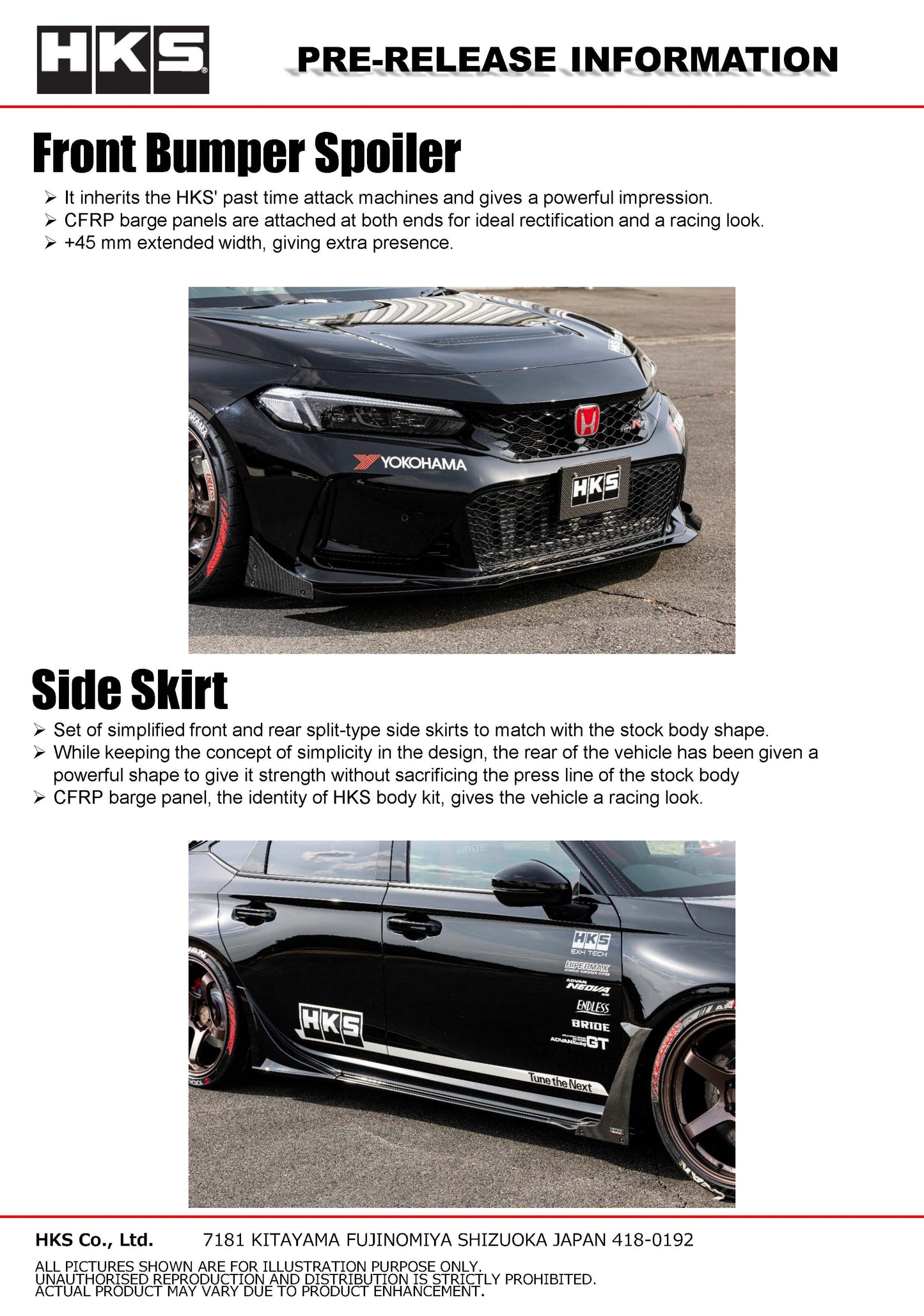 HKS AERO BODY KIT FRONT SPOILER FOR HONDA CIVIC TYPE R FL5 53004-AH001