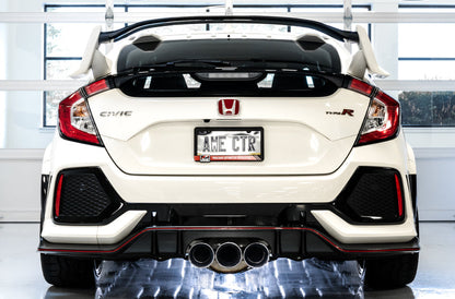 Escape AWE Tuning para Honda Civic Type R Touring Edition 2017+ con tubo delantero y triples puntas cromadas plateadas