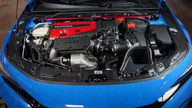 APR Performance Carbon Fiber Cooling Shroud CF-923022 installed on a Boost Blue 11th Gen 2023 Honda Civic Type R FL5.