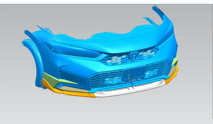 SWA 2025+ 11th Gen Civic (Facelifted) SWA Design 5 Pc Front Lip with Color Matched Side Splitters