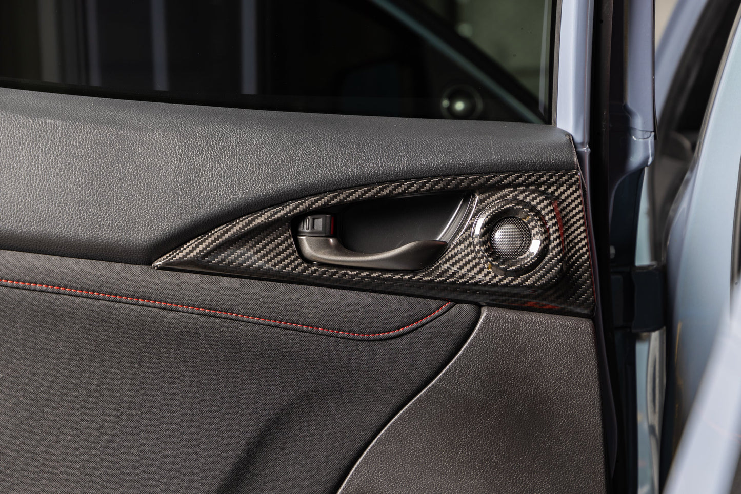 OLM LE Carbon Fiber Interior Door Handle Trim Covers (Full Set) - 2016 - 21 Honda Civic / 2017-21 Honda Civic Type R - VTEC SLAYER