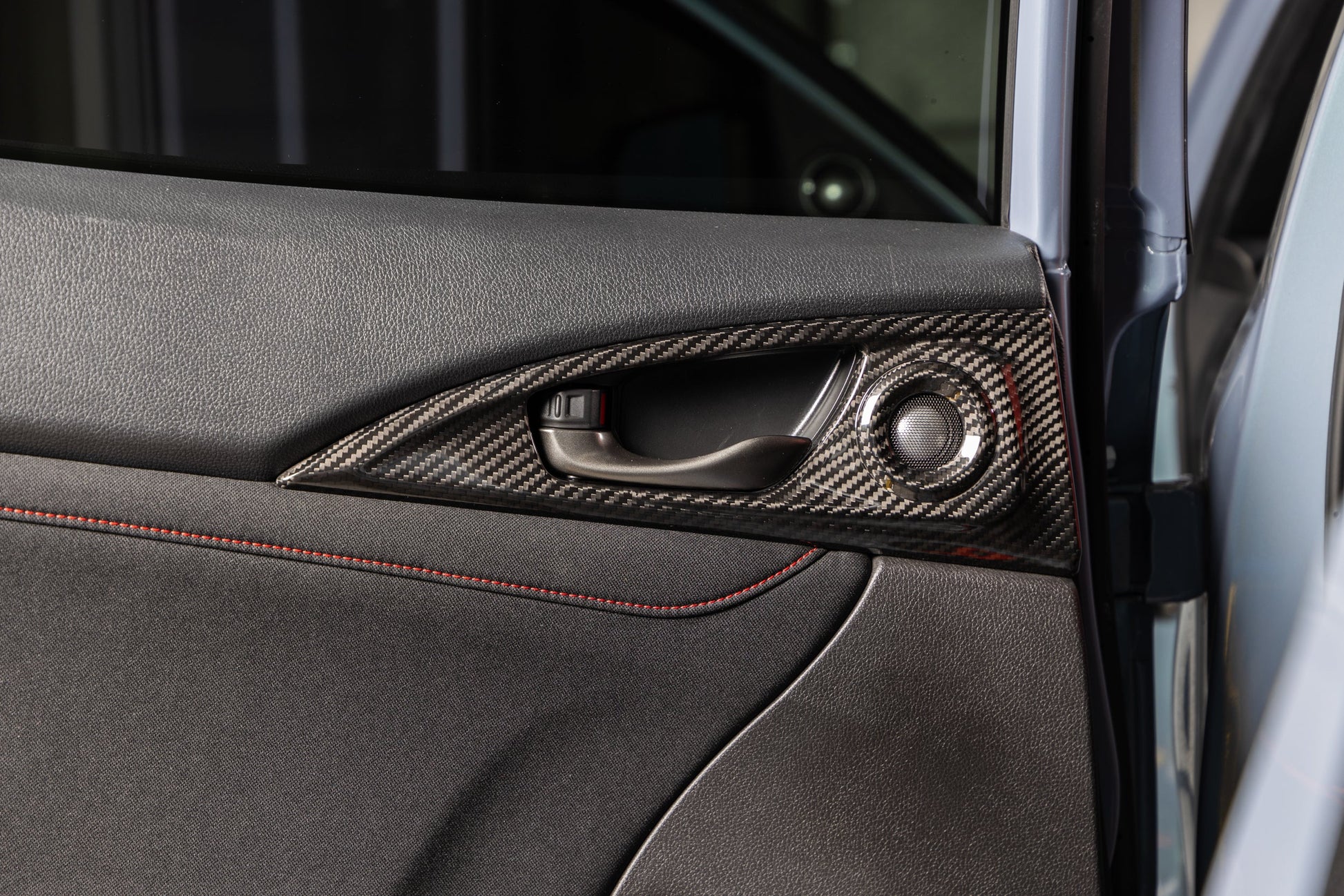 OLM LE Carbon Fiber Interior Door Handle Trim Covers (Full Set) - 2016 - 21 Honda Civic / 2017-21 Honda Civic Type R - VTEC SLAYER