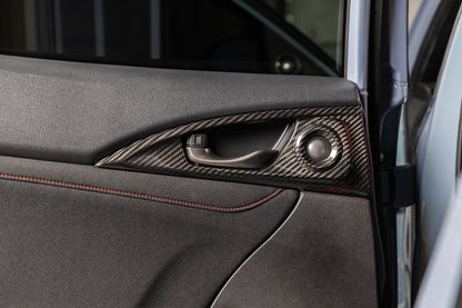 OLM LE Carbon Fiber Interior Door Handle Trim Covers (Full Set) - 2016 - 21 Honda Civic / 2017-21 Honda Civic Type R - VTEC SLAYER