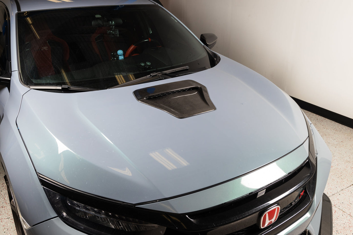 OLM LE Carbon Fiber Hood Scoop Cover - 2017 - 2021 Honda Civic Type R - VTEC SLAYER