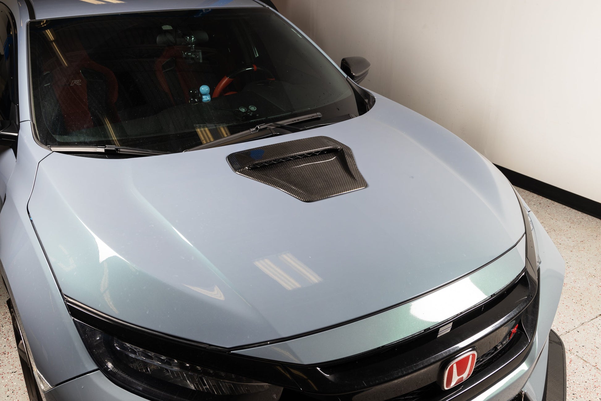 OLM LE Carbon Fiber Hood Scoop Cover - 2017 - 2021 Honda Civic Type R - VTEC SLAYER