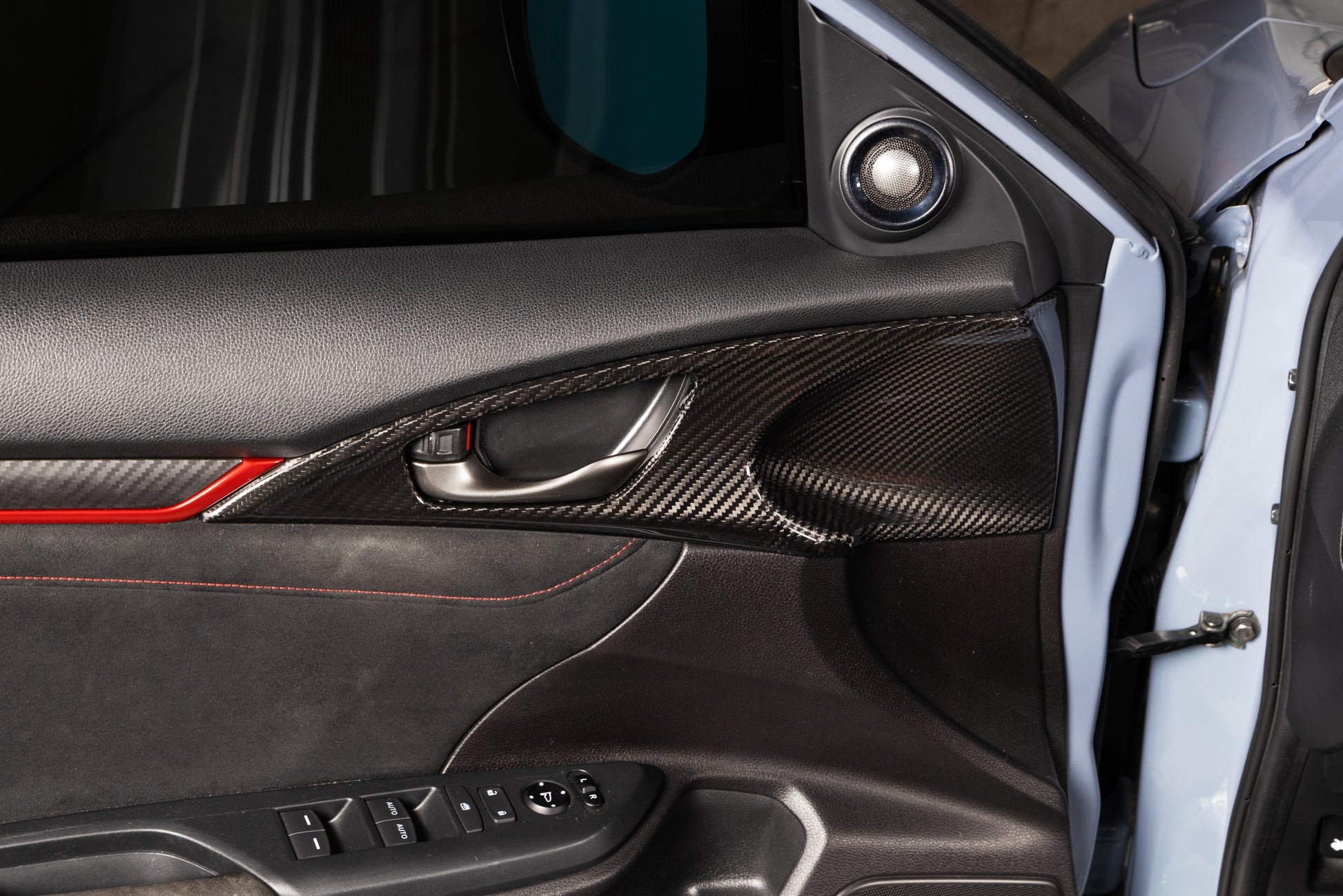OLM LE Carbon Fiber Interior Door Handle Trim Covers (Full Set) - 2016 - 21 Honda Civic / 2017-21 Honda Civic Type R - VTEC SLAYER
