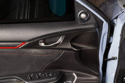 OLM LE Carbon Fiber Interior Door Handle Trim Covers (Full Set) - 2016 - 21 Honda Civic / 2017-21 Honda Civic Type R - VTEC SLAYER