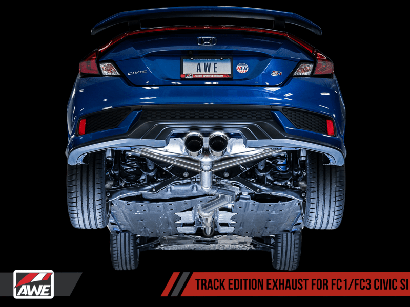 Escape AWE Tuning para Honda Civic Si Track Edition 2016+ con tubo delantero y puntas dobles de diamante negro