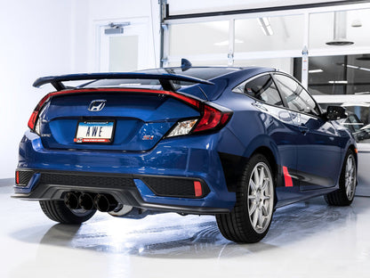 Escape AWE Tuning para Honda Civic Si Touring Edition 2016+ con tubo delantero y puntas dobles de diamante negro