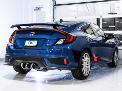 Escape AWE Tuning para Honda Civic Si Touring Edition 2016+ con tubo delantero y triples puntas cromadas plateadas