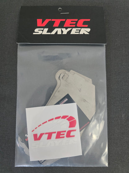 Vtec Slayer Titanium Front Brake Pad Shims for a 10th and 11th Gen Honda Civic Type R FK8/FL5 (2017-2026) packaged and showing logo.