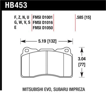 2017-2026 Honda Civic Type R Hawk Street 5.0 Front Brake Pads FK8 Brembo FK8 FL5 DE5