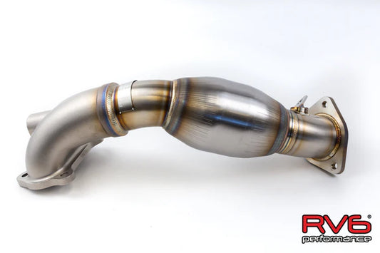 RV6 Catted Downpipe Upgrade for 2016-2022+ Honda Civic 2.0L N/A - Silver Ceramic Coated