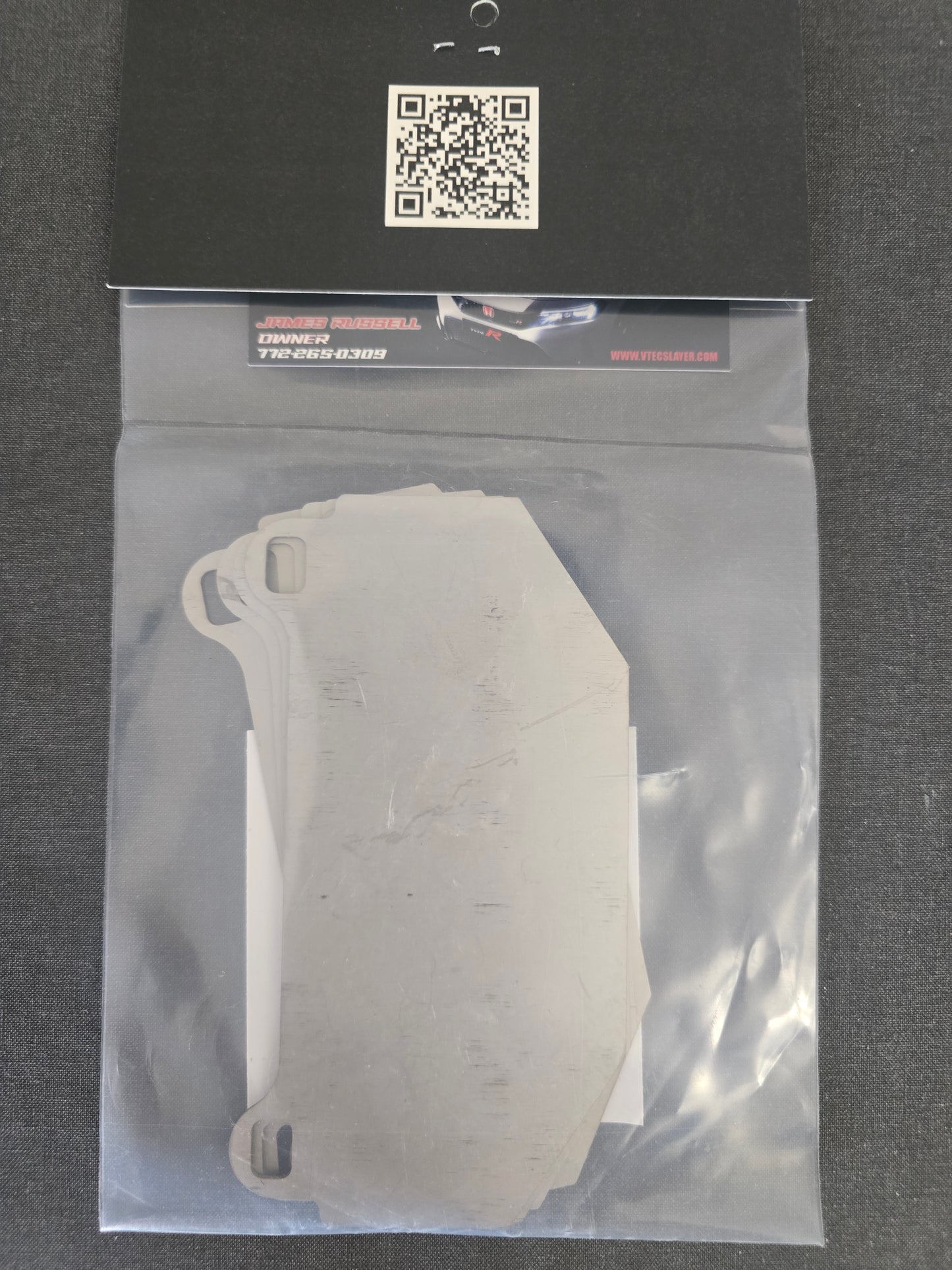 Back view of Vtec Slayer Titanium Front Brake Pad Shims for 2017+ Honda Civic Type R FL5