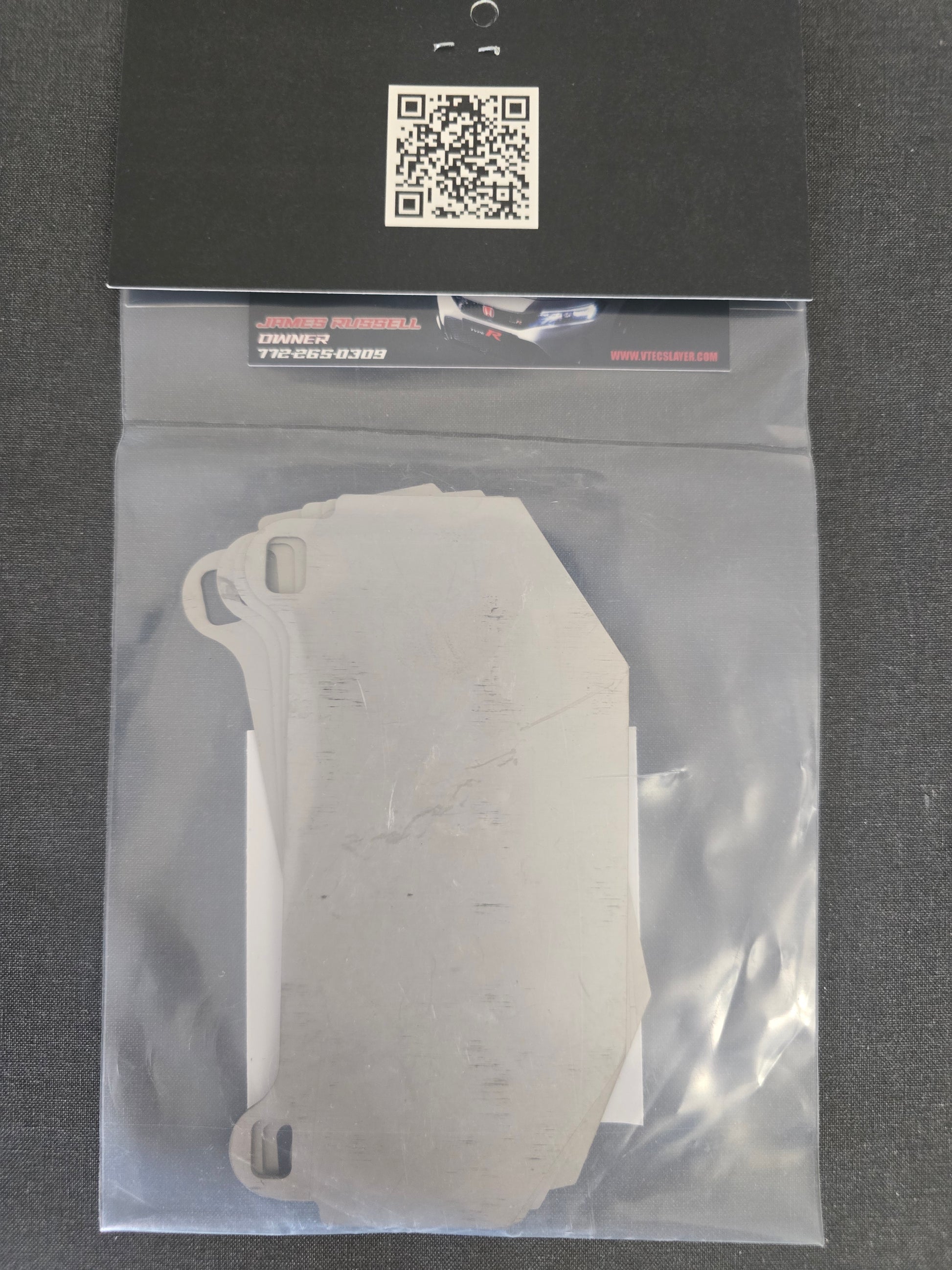Back view of Vtec Slayer Titanium Front Brake Pad Shims for 2017+ Honda Civic Type R FL5